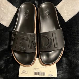 Black Fendi PVC Slides
